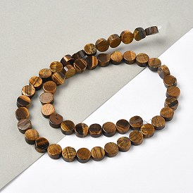 Природных тигровый глаз бисер нитей, плоско-круглые