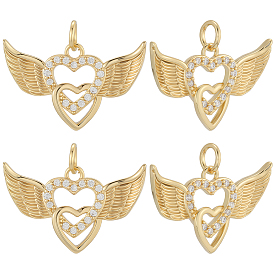 8 кулоны из латуни с микрочастицами и кубическим цирконием., крыло и сердце, с целью перехода в кольце