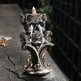 Resin Backflow Incense Burners, Skull Incense Holders, Home Office Teahouse Zen Buddhist Supplies