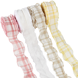 4 рулоны 4 цвета полиэстер, лента с клетчатым узором и эффектом мятой ткани, аксессуары для одежды