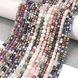 Natural Mixed Gemstone Beads Strands, Faceted, Cube