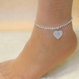 Браслеты из сплава со стразами, сердце