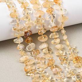 Природный цитрин бисер нитей, чип, с подогревом, с бисером