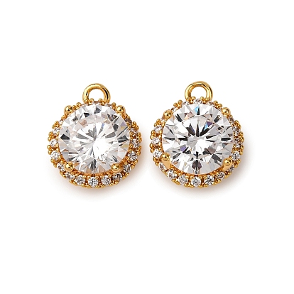 Латунные микро проложить кубического циркония прелести, без никеля , плоско-круглые