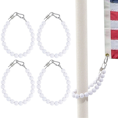 4Pcs Acrylic Round Beads Flagpole Chain, with 304 Stainless Steel Wire and Clasps
