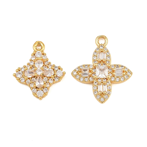 Pendentifs en laiton zircon cubique transparent, charmes de fleurs