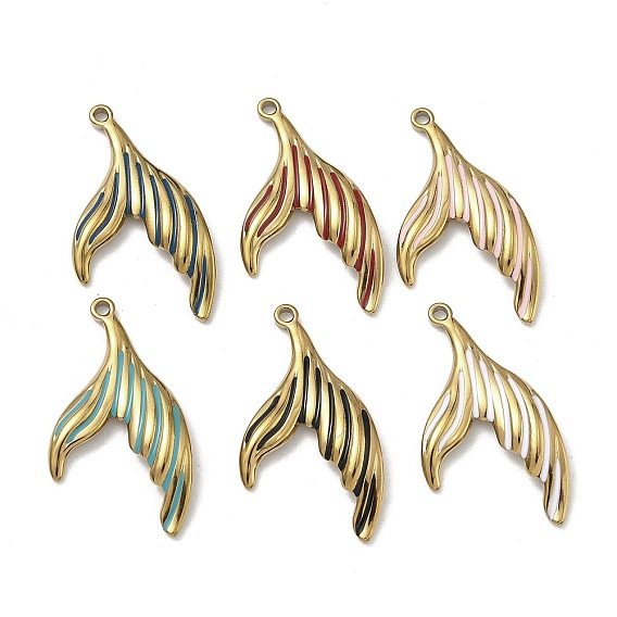 304 нержавеющей стальной эмали подвески, прелести рыбий хвост, золотые