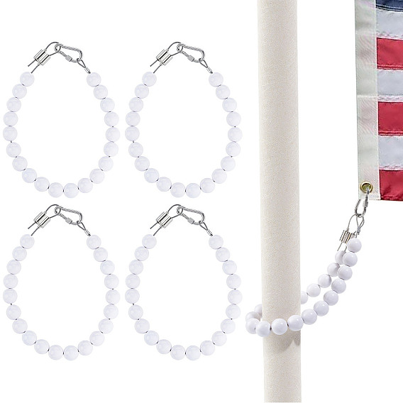 4Pcs Acrylic Round Beads Flagpole Chain, with 304 Stainless Steel Wire and Clasps