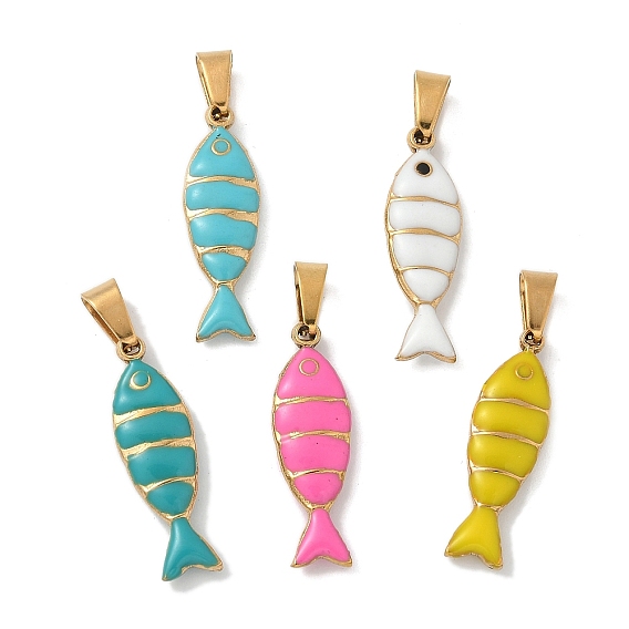 201 нержавеющей стальной эмали подвески, очарование рыбы, золотые