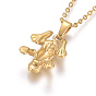 304 Stainless Steel Pendant Necklaces, with Cable Chains and Lobster Claw Clasps, Frog