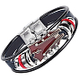1Pc Alloy & Leather Cord Bracelets for Men Women, Guitar
