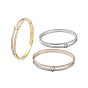 Ion Plating(IP) 304 Stainless Steel Pave Crystal Rhinestone Hinged Bangles, with Glass