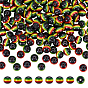 200шт. бусины из смолы в полоску в стиле регги в стиле Гана-Ямайка, круглые