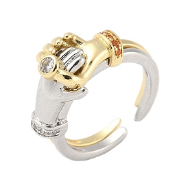 Регулируемые манжеты-кольца из латуни с микропаве из кубического циркония для женщин, пожать руки