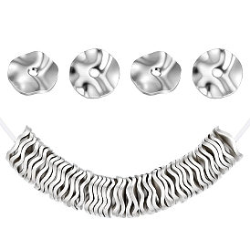 50Pcs Brass Spacer Beads, Wavy Flat Round