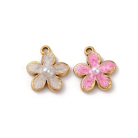 304 из нержавеющей стали шармы эмали, , с имитацией жемчуга, золотые