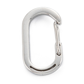304 Stainless Steel Push Gate Snap Keychain Clasp Findings, Oval