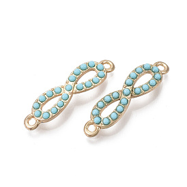 Alloy Links, with Resin Rhinestone, Infinity, Light Sky Blue