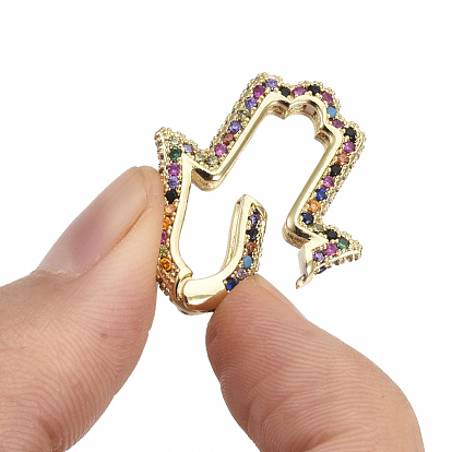 Латунные кольца из микро-паве циркония, без никеля , hamsa рука / рука fatima / рука miriam, реальный 16 k позолоченный