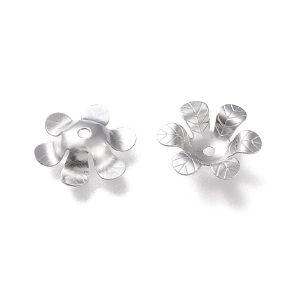 304 Stainless Steel Bead Caps, 6-Petal, Flower