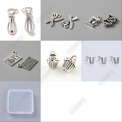 84Pcs 6 Style Tibetan Style Alloy Pendants, Cadmium Free & Nickel Free & Lead Free, Mixed Shape