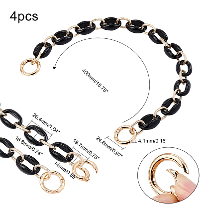Resin Bag Strap Chains, Cable Chains, with Aluminium Alloy  Spring Gate Rings, for Bag Straps Replacement Accessories