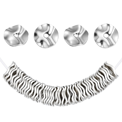 50Pcs Brass Spacer Beads, Wavy Flat Round