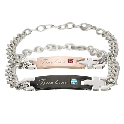 316 l pulseras de eslabones quirúrgicos de acero inoxidable, con circonita, Día de San Valentín, amor verdadero