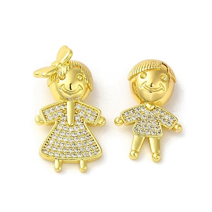 Rack Plating Brass Micro Pave CLear Cubic Zirconia Pendants, Real 18K Gold Plated, Long-Lasting Plated, Cadmium Free & Lead Free