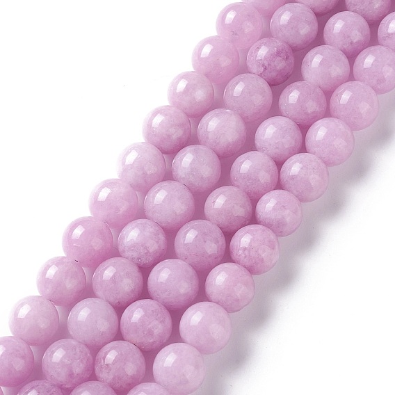 Brins de perles de kunzite imitation jade blanc naturel, ronde, teint