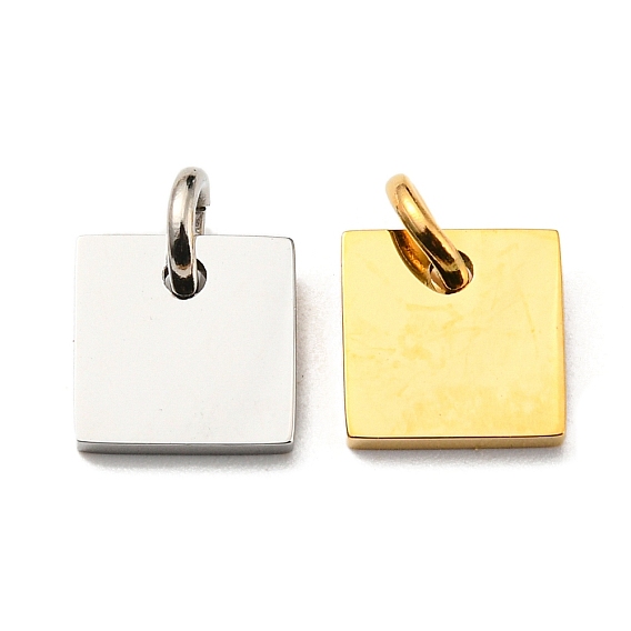 304 брелоки из нержавеющей стали для штамповки заготовок, с целью перехода в кольце, квадратный шарм