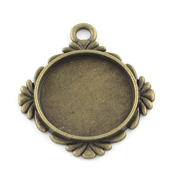 Tibetan Style Alloy Pendant Cabochon Settings, Cadmium Free & Lead Free