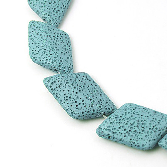 Бусы из натуральной лавы, окрашенные, ромб, 38x22x7.5 мм, отверстие : 1 мм