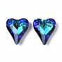 96Pcs Electroplated K9 Glass Pendants, Silver Plated Back, Faceted, Heart