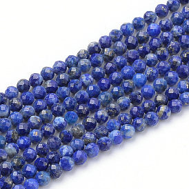 Hilos de cuentas de lapislázuli natural, facetados, rondo