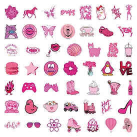 50Pcs PVC Self-Adhesive Cartoon Stickers, Waterpoof Decals for Kid's Art Craft, Mixed Shapes