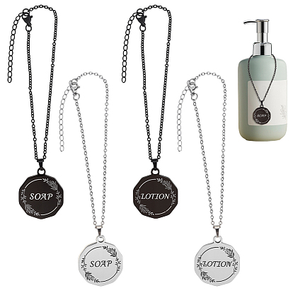 4 шт. 2 цвета 304 нержавеющая сталь плоская круглая с подвесными украшениями в виде слов, с кабельными цепями