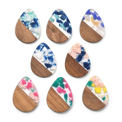 Подвески из смолы и ореха, слеза