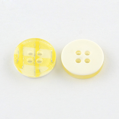 4-Hole Plastic Buttons, Flat Round, 13x3mm, Hole: 1.5mm