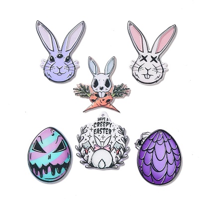 Printed Opaque Acrylic Pendants, Easter Theme, Rabbit/Egg Charms