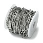304 Stainless Steel Rectangle Link Chains, Paperclip Chains, Soldered, with Spool