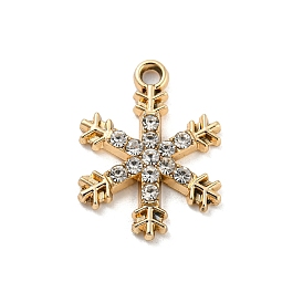 UV Plating Alloy Rhinestone Pendants, Snowflake Charms