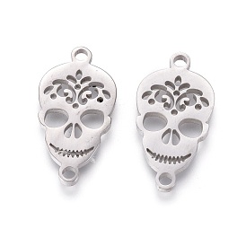 201 Stainless Steel Links, Manual Polishing, Sugar Skull, For Mexico Holiday Day of the Dead