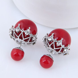 Chic Dual-Use Red Beaded Earrings for Sweet and Stylish Office Look - E1136