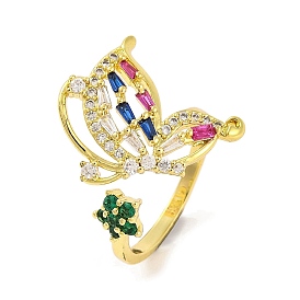 Открытое кольцо-манжета из стекла и циркония в форме бабочки, латунные кольца на палец для женщин