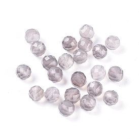 Natural Grey Agate Beads, Faceted, Round