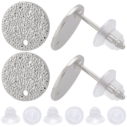 32шт. фурнитура для сережек-гвоздиков из кованой латуни, плоско-круглые, без никеля , 40 гайки ушные пластиковые