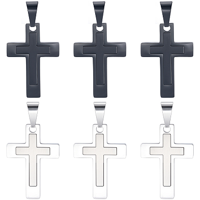 6 шт. 2 цвета 304 подвески из нержавеющей стали, крестик