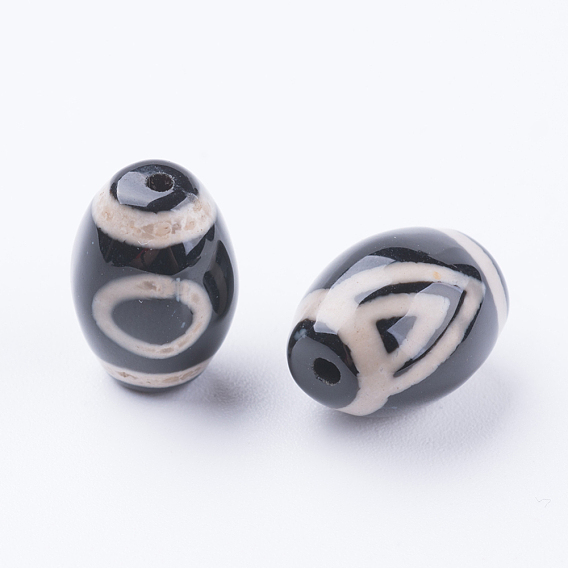 Tibetan Style 1-Eye dZi Beads, Natural Agate Beads, Dyed & Heated, Barrel