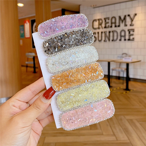 Стеклянные стразы заколки для волос для женщин и девочек, прямоугольные